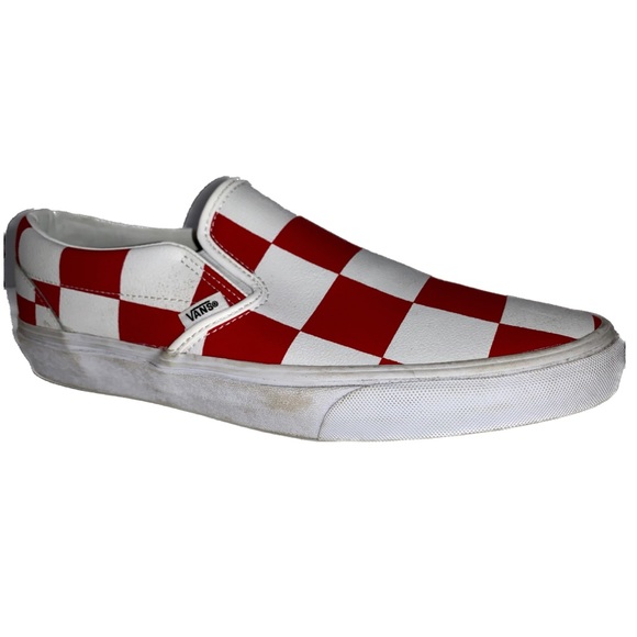 Vans Shoe Size M 11.5 W 13 True White Racing Red Checkerboard Classic Leather main image 5